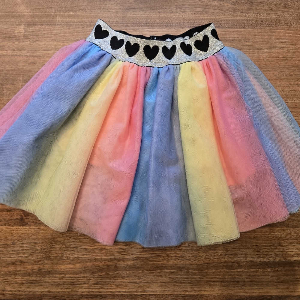 Size 4 Lola & The Boys Pastel Rainbow Tulle Skirt with Heart Elastic Waistband
